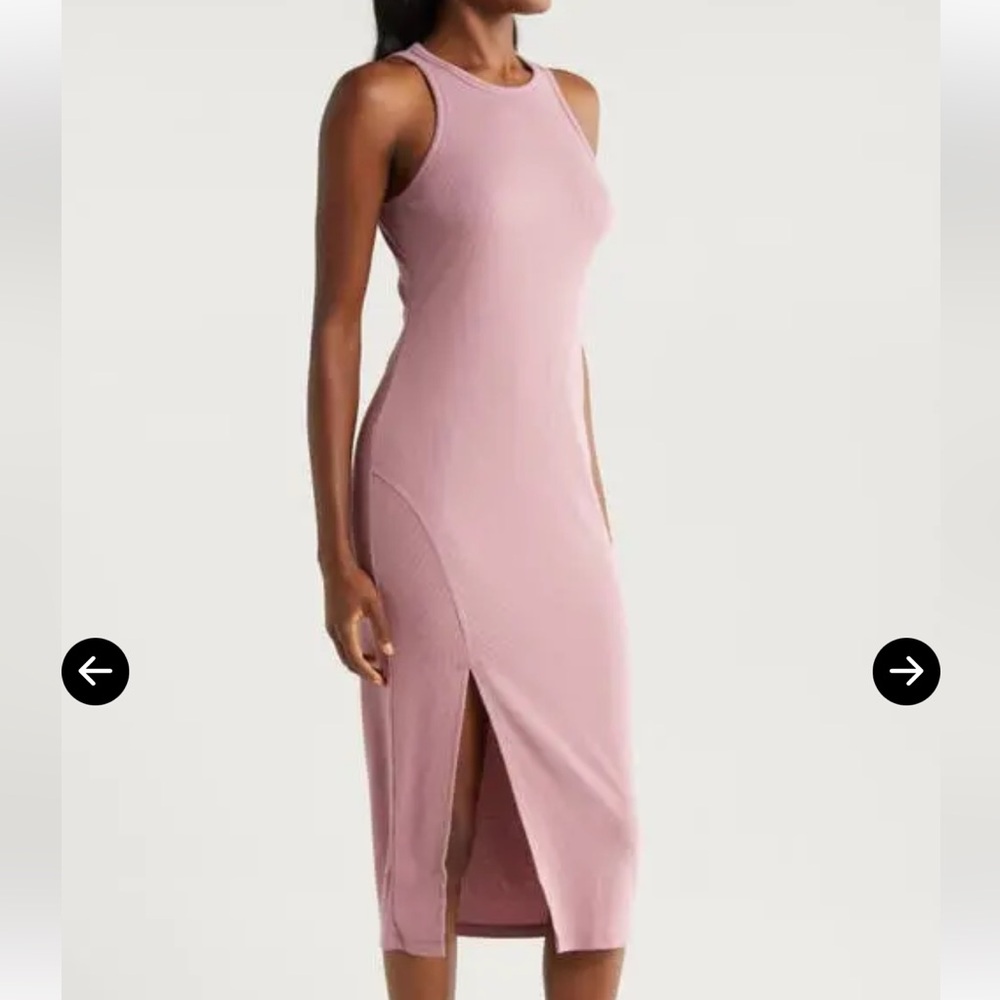 Beyond Yoga Ease Into It Ribbed Midi Tank Dress in Mauve
